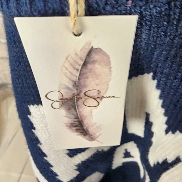 Vintage Jessica Simpson Game Day Sweater Pullover Navy Blue Size Medium - Picture 5 of 10